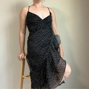 Francesca’s Mi Ami Black with White Polka Dots Dress Size Small